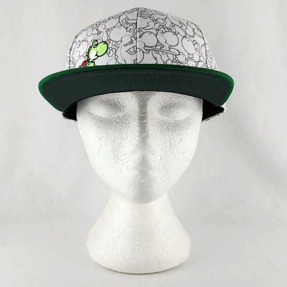 Nintendo Super Mario Yoshi Snapback Adjustable Hat Cap Green White OS Fits Most - Picture 11 of 16
